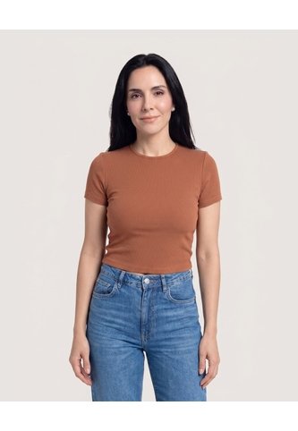 Crop Top Basico  Para Mujer Café Ostu Ostu