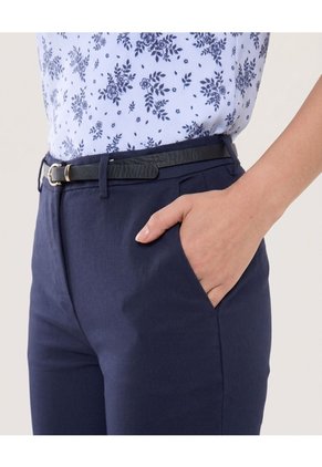 Pantalon Basico Tipo Chino Para Mujer Azul Ostu