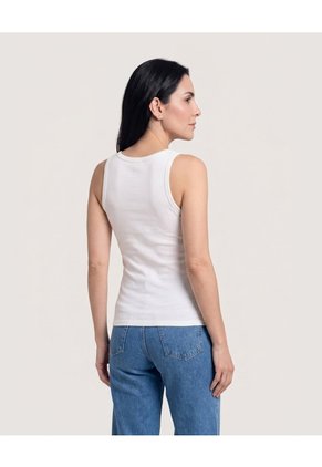 Camiseta Básica Tipo Tank Para Mujer Crema Ostu