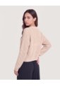 Saco Tejido Calado Cuello Redondo  Para Mujer Beige Ostu de Ostu