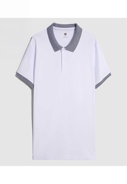 Polo Para Hombre Cuello Tejido Sin Bolsillo Color Blanco Marca Ostu #60110721