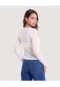 Camiseta Mesh Lace Up  Para Mujer Crema Ostu de Ostu