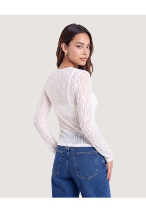 Camiseta Mesh Lace Up  Para Mujer Crema Ostu
