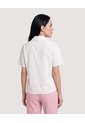 Camisa Manga Corta Cuello Solapa  Para Mujer Blanco Ostu de Ostu