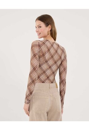 Camiseta Para Mujer Manga Larga Cuello Redondo Color Café Marca Ostu #40092560