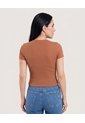 Crop Top Basico  Para Mujer Café Ostu de Ostu