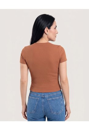 Crop Top Basico Para Mujer Café Ostu