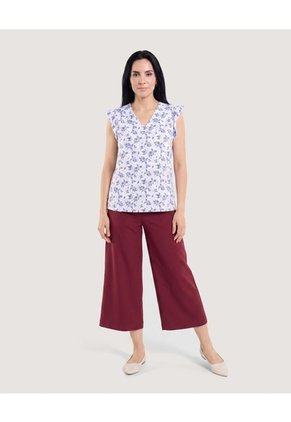 Blusa Manga Corta Con Boleros Para Mujer Azul Ostu
