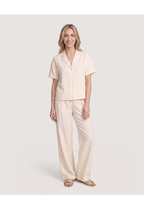 Pantalón Bota Ancha Estampado Para Mujer Marfil Ostu