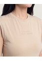 Camiseta Mujer Sin Mangas Con Screen  Para Mujer Beige Ostu de Ostu