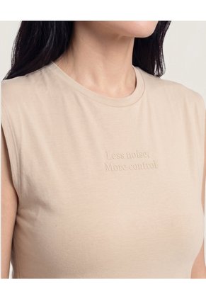 Camiseta Mujer Sin Mangas Con Screen  Para Mujer Beige Ostu