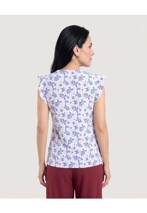 Blusa Manga Corta Con Boleros Para Mujer Azul Ostu