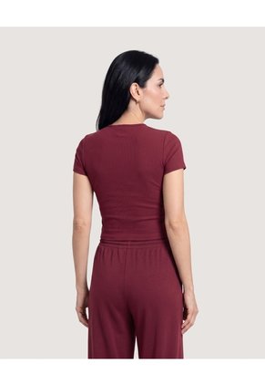 Crop Top Basico Para Mujer Vino Ostu