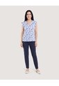 Blusa Manga Corta Con Boleros  Para Mujer Azul Ostu de Ostu