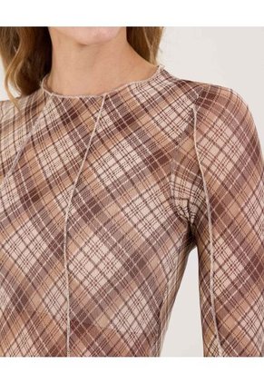 Camiseta Para Mujer Manga Larga Cuello Redondo Color Café Marca Ostu #40092560