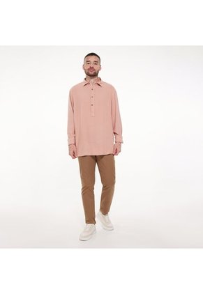 Camisa Para Hombre Manga Larga Sin Bolsillo Color Rosado  Marca Ostu #60010532