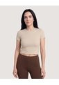 Crop Top Basico  Para Mujer Beige Ostu de Ostu