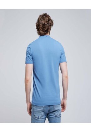 Polo Para Hombre Cuello Mao Sin Bolsillo Color Azul Marca Ostu #60110648