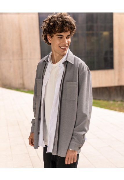 Sobrecamisa Con Bolsillos  Para Hombre Negro Ostu