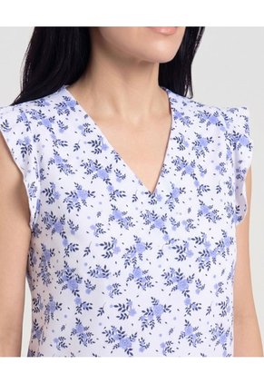 Blusa Manga Corta Con Boleros Para Mujer Azul Ostu