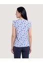 Blusa Manga Corta Con Boleros  Para Mujer Azul Ostu de Ostu
