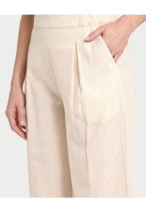 Pantalón Bota Ancha Estampado Para Mujer Marfil Ostu