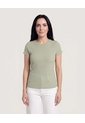 Camiseta Básica Cuello Redondo  Para Mujer Verde Ostu de Ostu