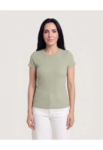 Camiseta Básica Cuello Redondo  Para Mujer Verde Ostu Ostu