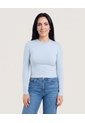 Camiseta Crop Manga Larga  Para Mujer Azul Ostu de Ostu