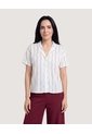 Camisa Manga Corta Cuello Solapa  Para Mujer Blanco Ostu de Ostu