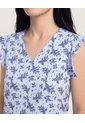 Blusa Manga Corta Con Boleros  Para Mujer Azul Ostu de Ostu