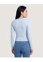 Camiseta Crop Manga Larga  Para Mujer Azul Ostu de Ostu