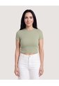 Crop Top Basico  Para Mujer Verde Ostu de Ostu