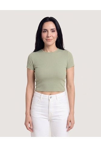 Crop Top Basico  Para Mujer Verde Ostu Ostu