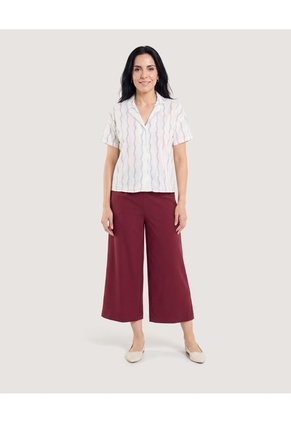 Camisa Manga Corta Cuello Solapa Para Mujer Blanco Ostu