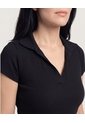 Polo Cropped  Para Mujer Negro Ostu de Ostu