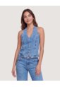 Top Halter Denim Entallado  Para Mujer Azul Ostu de Ostu