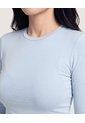Camiseta Crop Manga Larga  Para Mujer Azul Ostu de Ostu