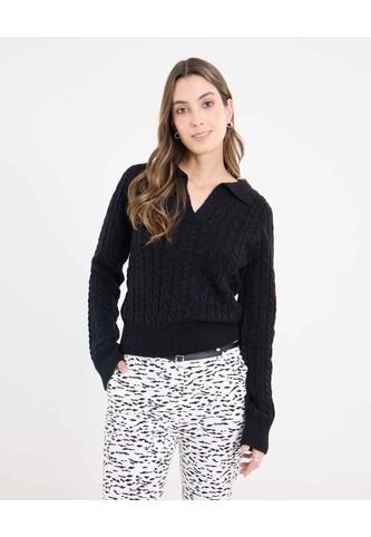 Saco  Para Mujer Cuello Camisero Color Negro Marca Ostu #40330095 Ostu