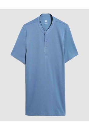 Polo Para Hombre Cuello Mao Sin Bolsillo Color Azul Marca Ostu #60110648