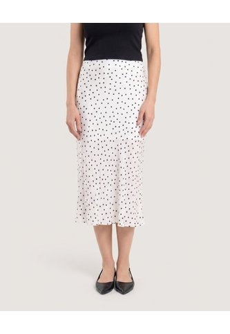 Falda Midi Fluida Con Puntos  Para Mujer Blanco Ostu Ostu