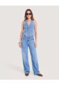Top Halter Denim Entallado  Para Mujer Azul Ostu de Ostu