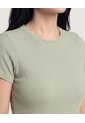 Camiseta Básica Cuello Redondo  Para Mujer Verde Ostu de Ostu