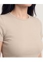Crop Top Basico  Para Mujer Beige Ostu de Ostu
