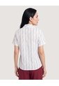 Camisa Manga Corta Cuello Solapa  Para Mujer Blanco Ostu de Ostu
