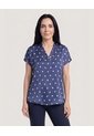 Blusa Con Escote En V  Para Mujer Azul Ostu de Ostu