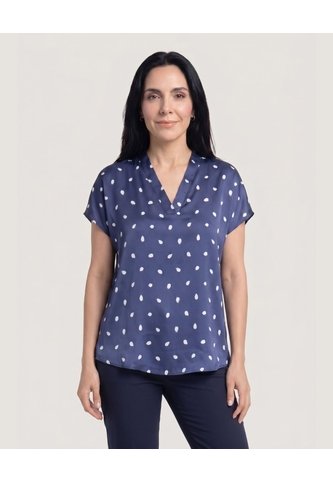 Blusa Con Escote En V  Para Mujer Azul Ostu Ostu