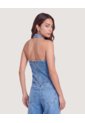 Top Halter Denim Entallado  Para Mujer Azul Ostu de Ostu
