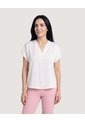 Blusa Con Escote En V  Para Mujer Blanco Ostu de Ostu