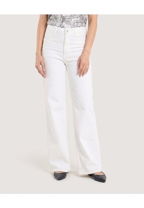 Jean Wide Leg Off White Para Mujer Crudo Ostu